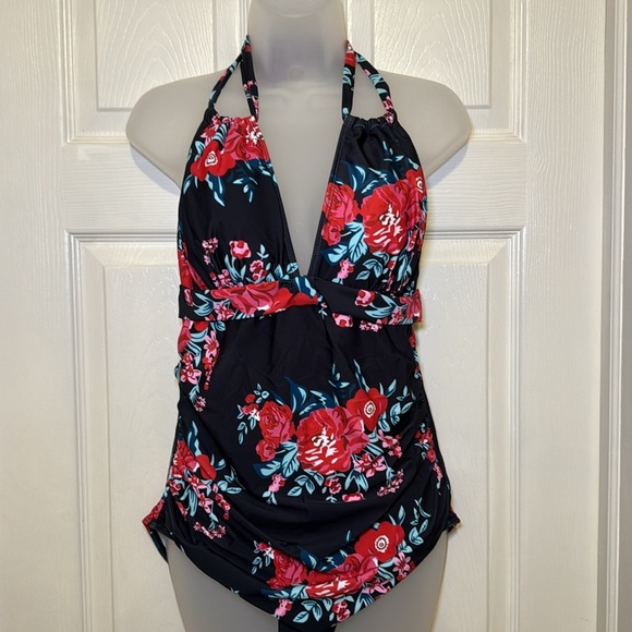 Smismivo Tummy Control Swimwear Halter One Piece Ruched Slimming Bathing Suit XL - Picture 3 of 14